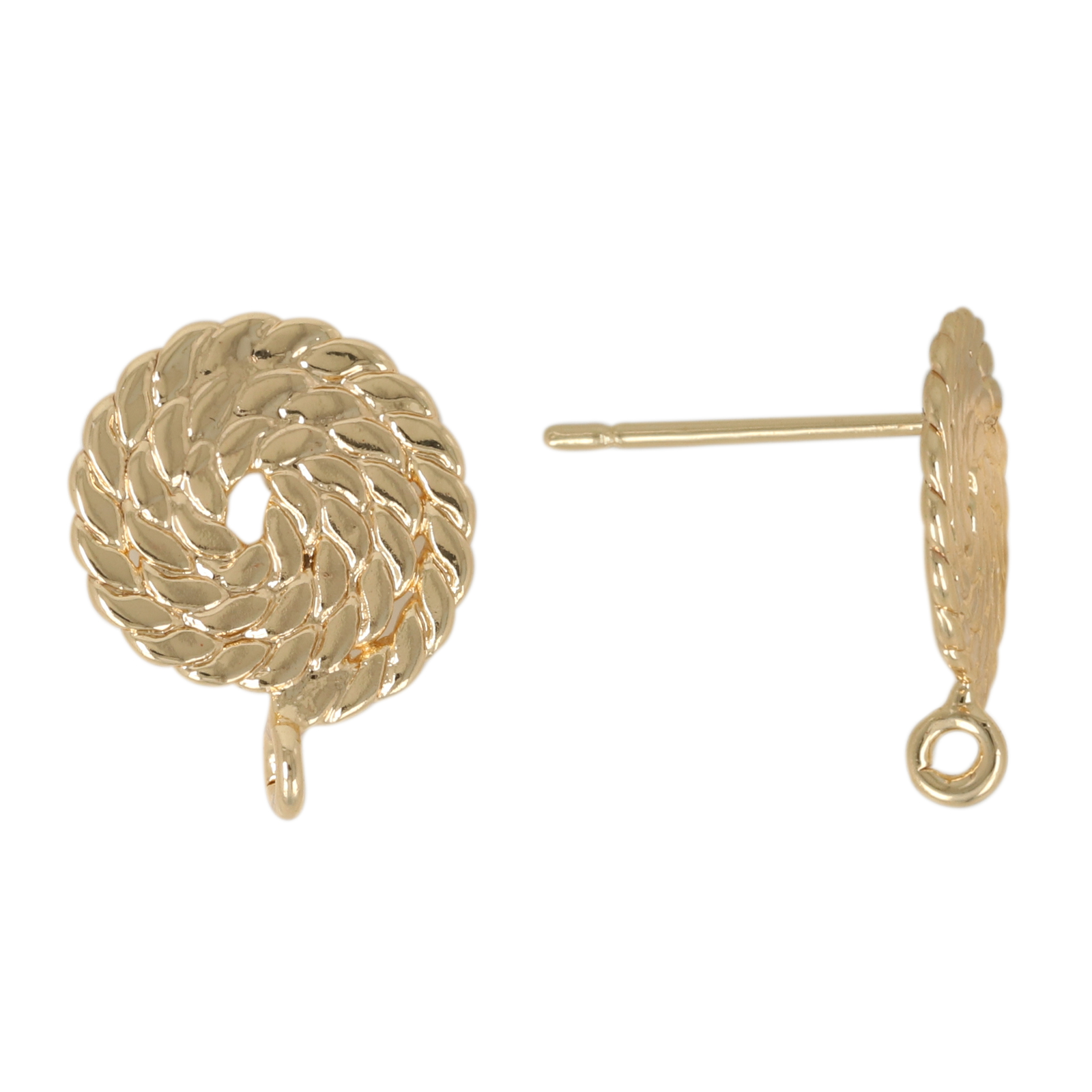 gold plated cord post earring 12mm | 2pc