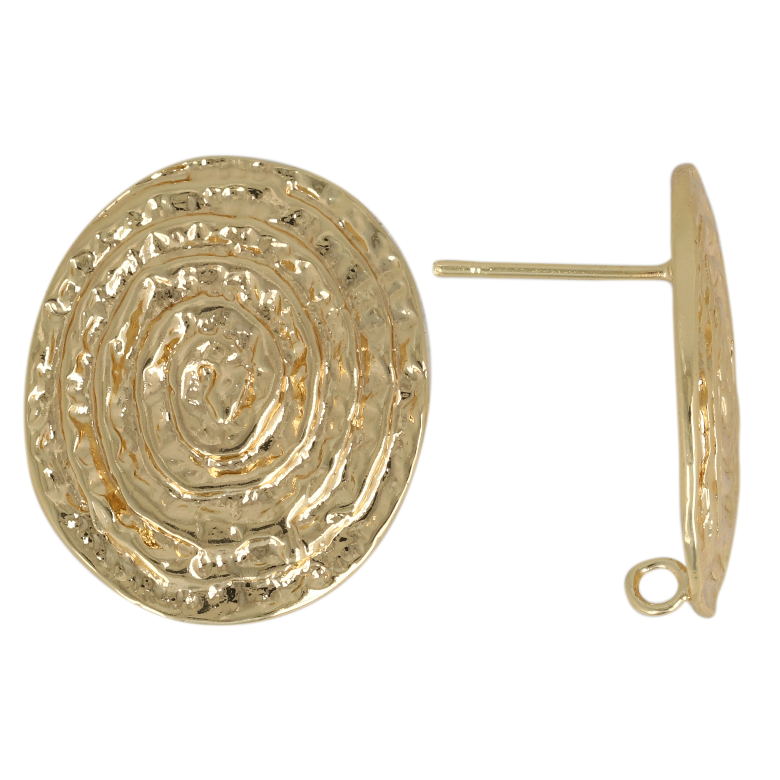 gold plated oval post earring 22x18mm | 2pc