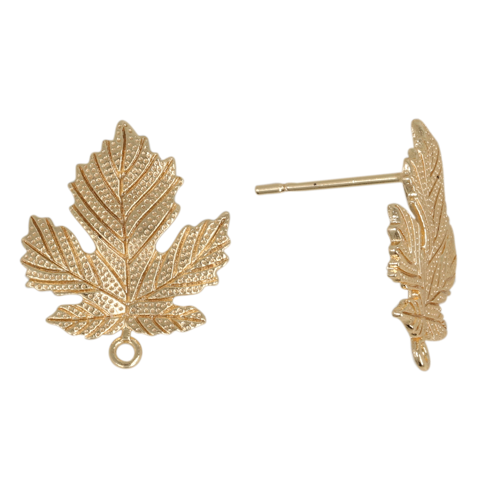 gold plated vine leaf post earring 16x14mm | 2pc
