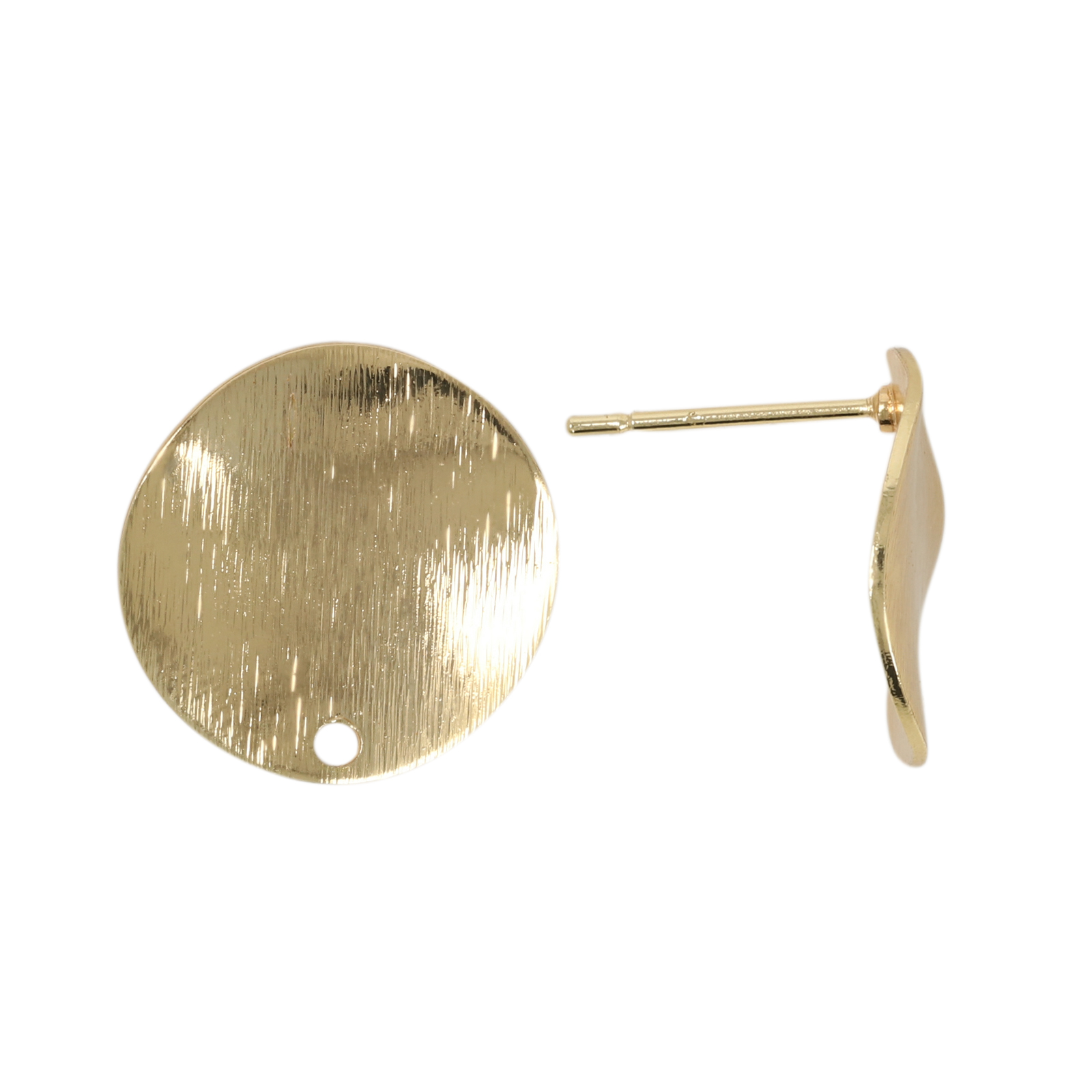 minimal jewelry post earrings gold plated coin 15mm | 2pc