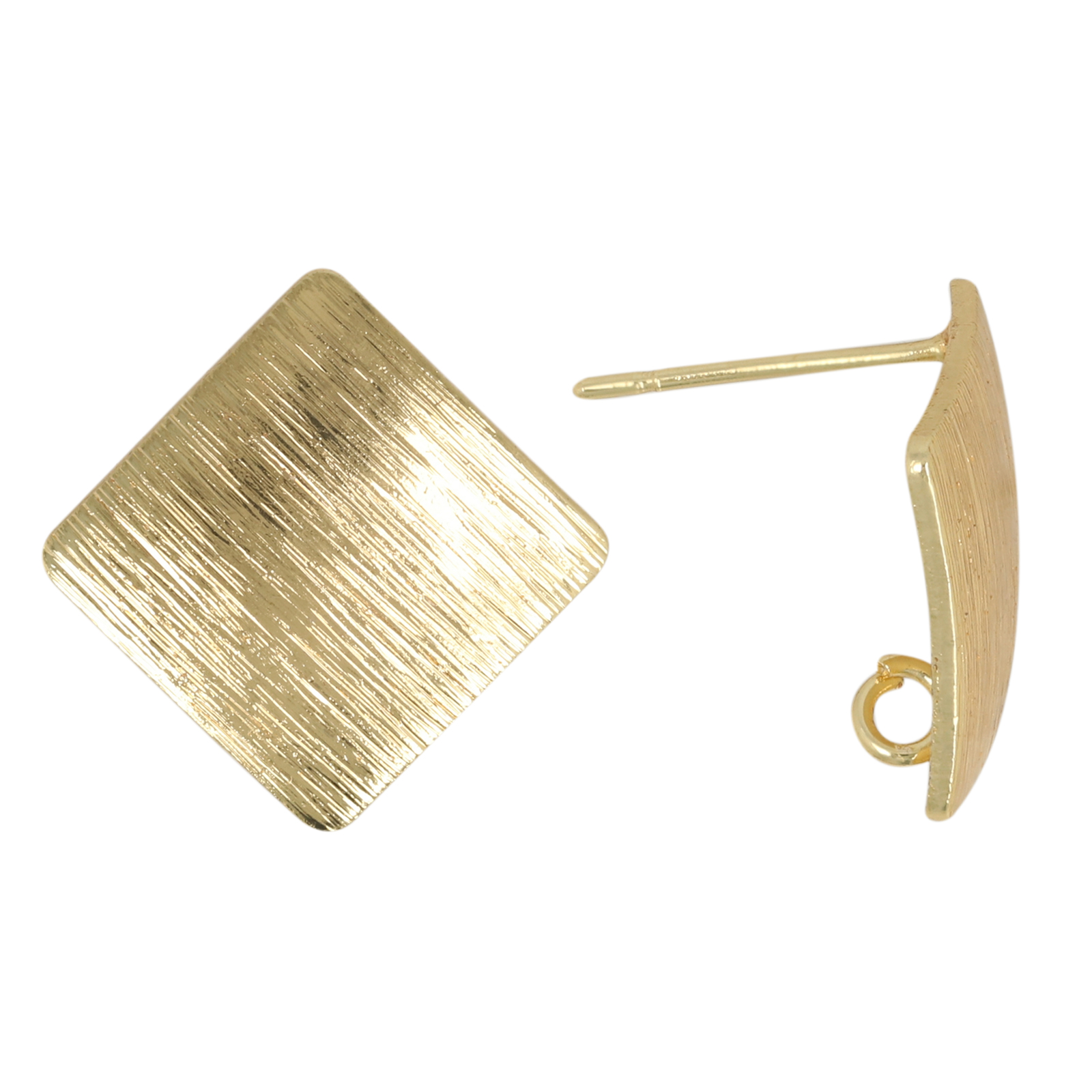 minimal jewelry post earrings gold plated diamond 17mm | 2pc