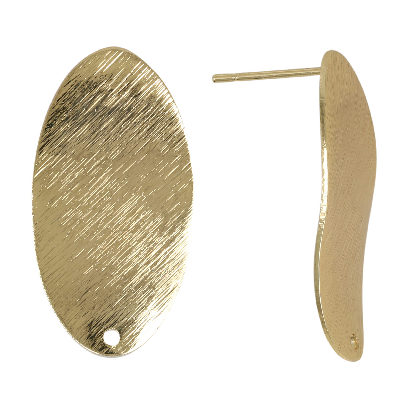 minimal jewelry post earrings gold plated oval 30x16mm | 2pc