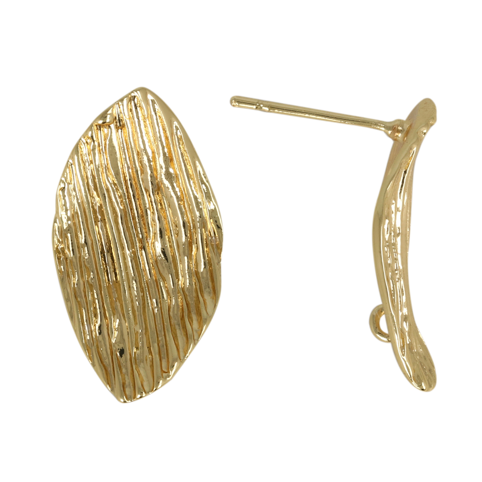 minimal jewelry post earrings gold plated navette 22x12mm | 2pc