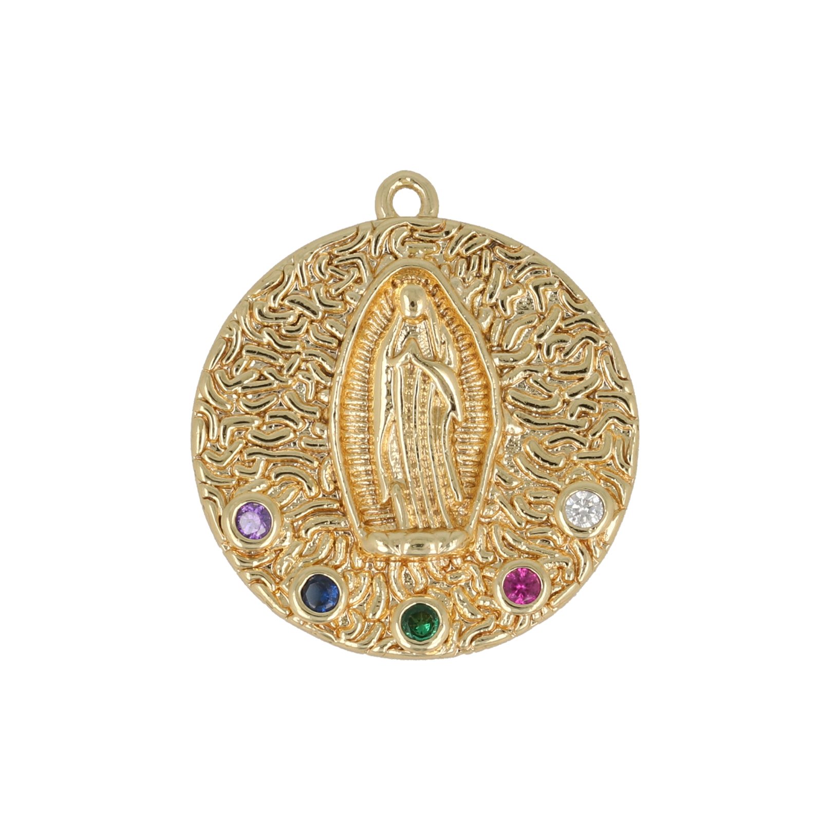 gold plated madonna medal pendant 20mm | 1pc