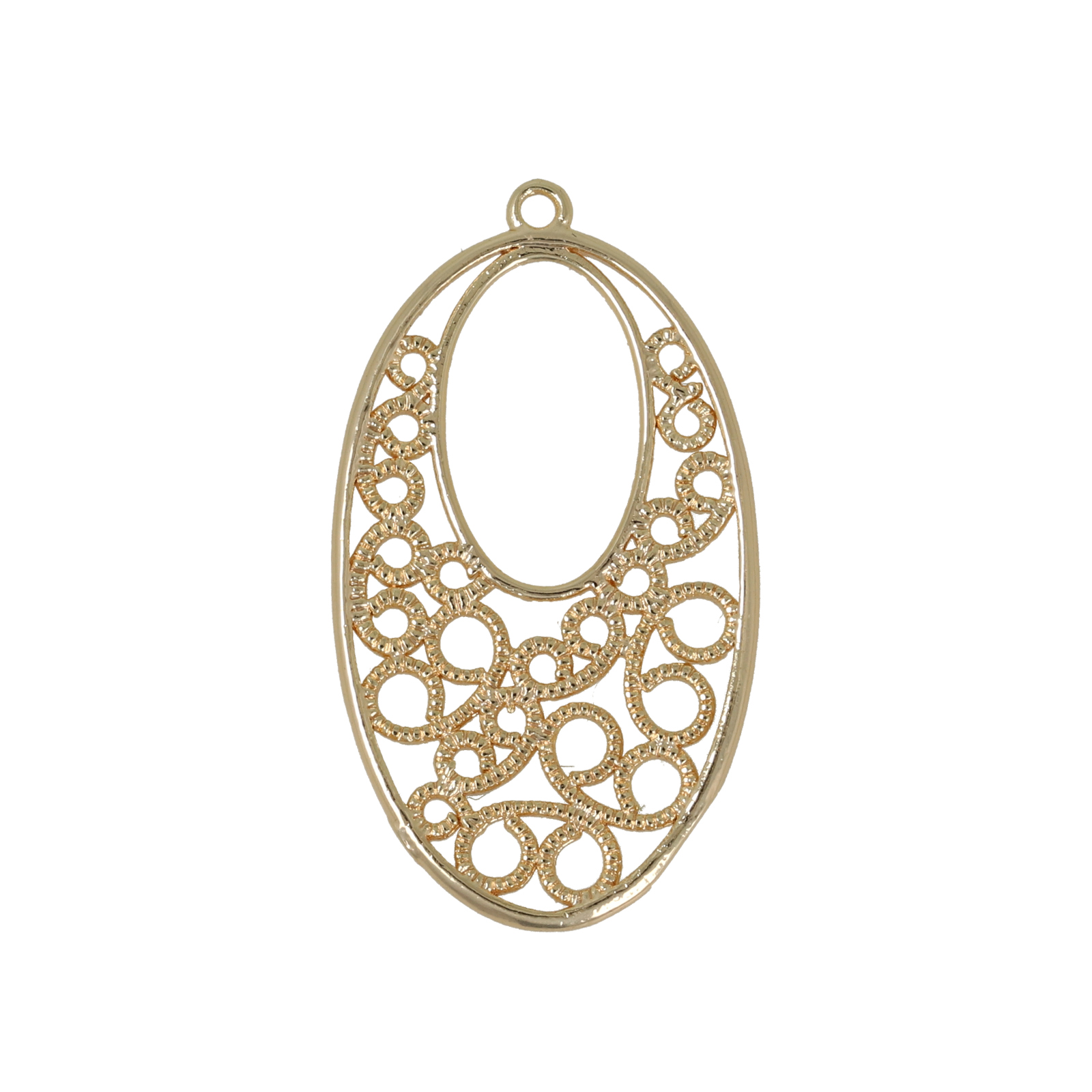 gold plated oval filgree pendant 26x16mm | 1pc
