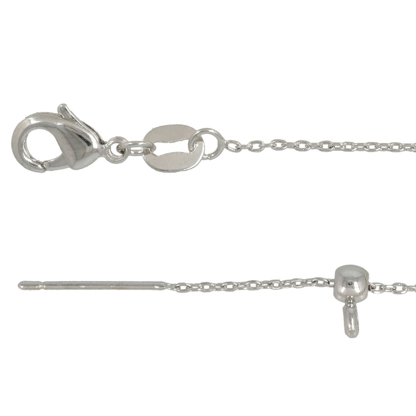 rhodium silver plated oval cable choker 1,2x0,8mm - adjustable lenght 48cm | 1pc