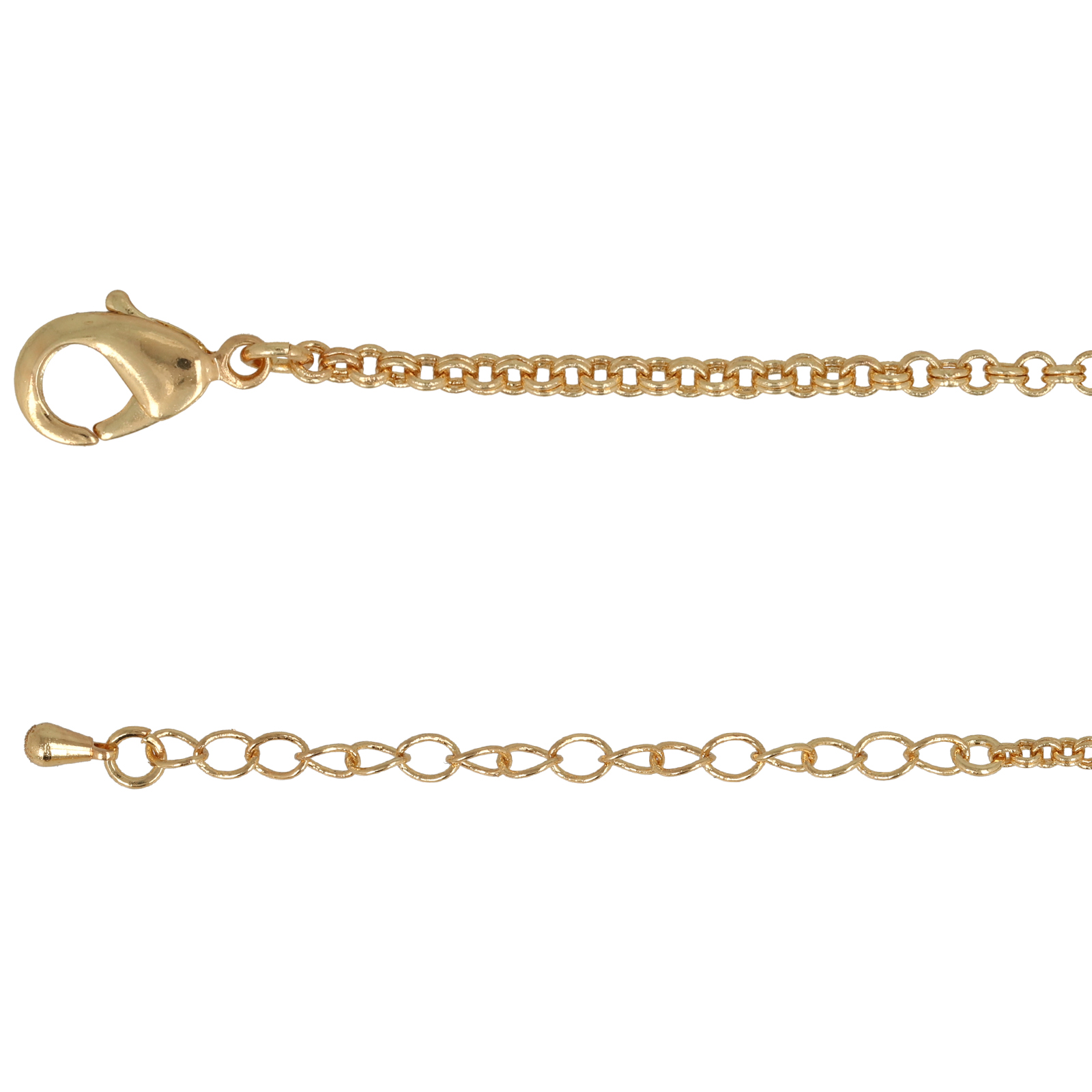 gold plated rolò choker 2mm - adjustable length 45cm | 1pc