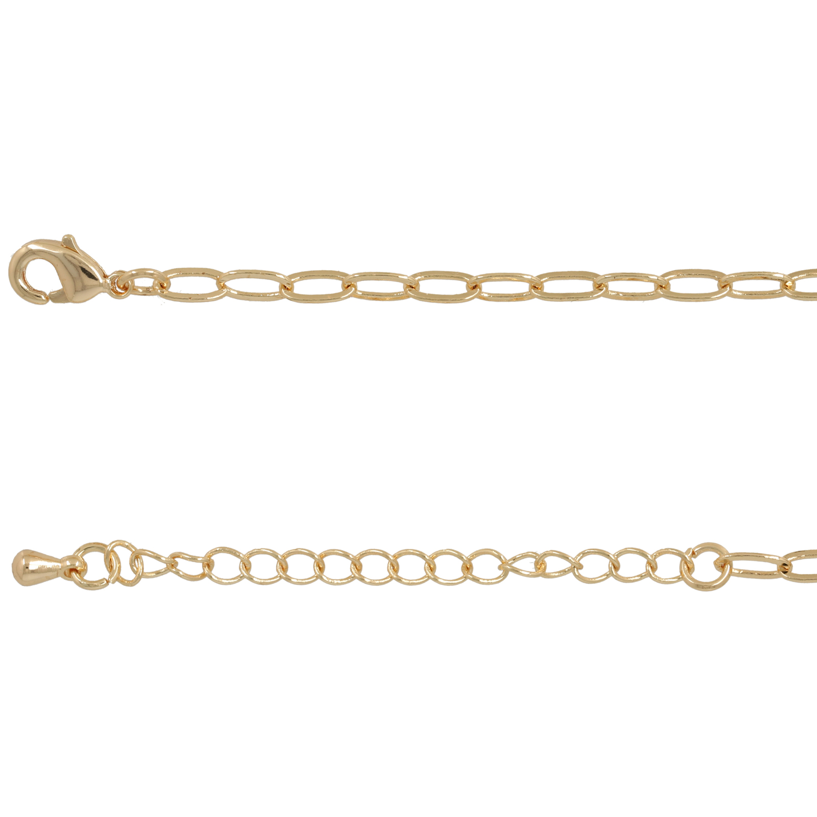 gold plated hammered oval link choker 6x3mm - adjustable length 40cm | 1pc