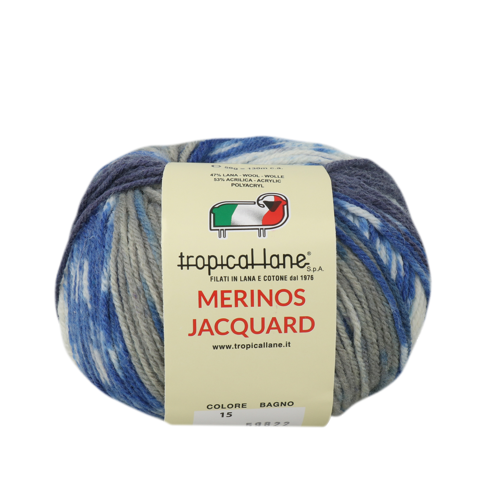 tropical lane merinos jaquard - blue (15) - 50gr (130mt) | 1pc