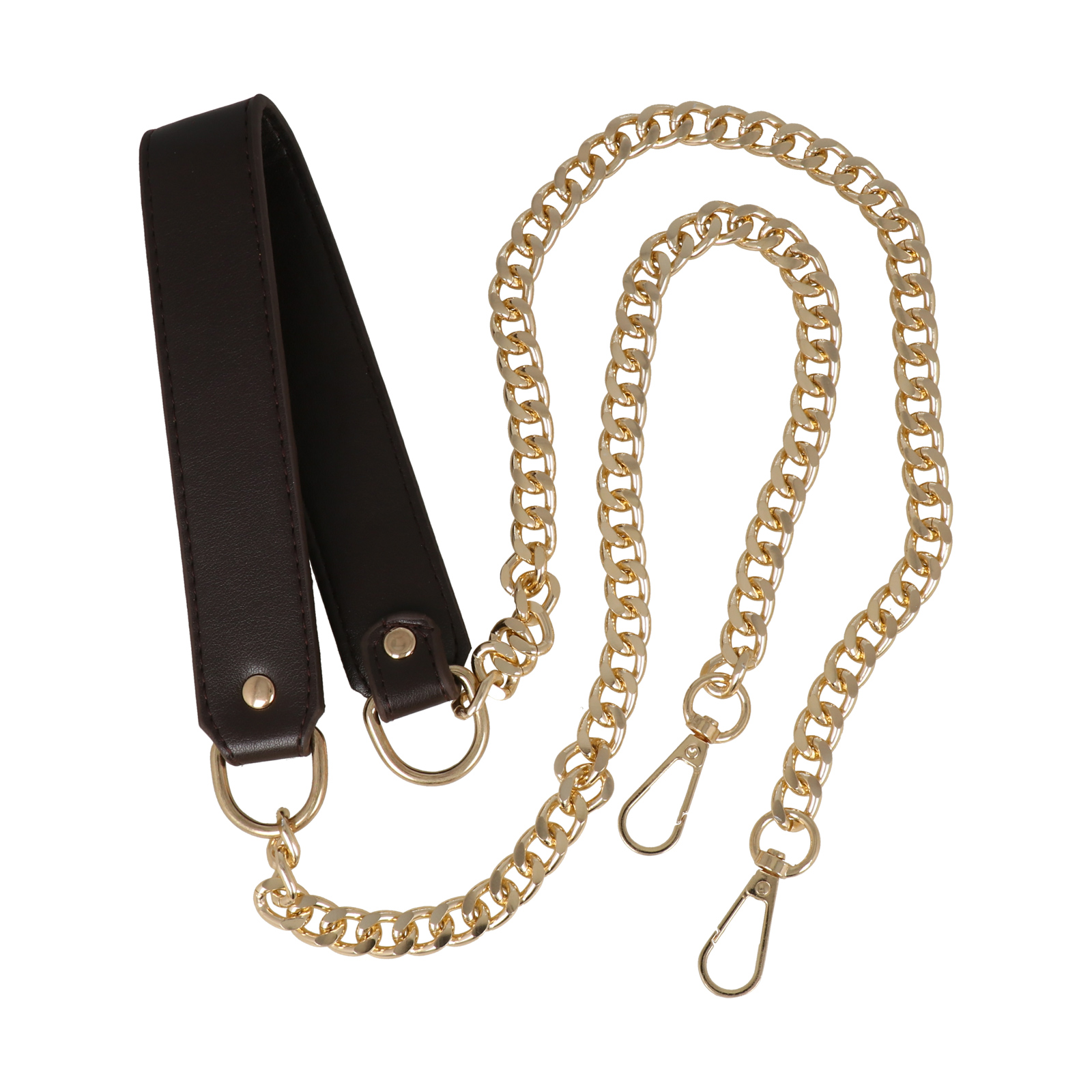 bag chain gold with brown shoulder strap 33x3cm - 120cm | 1pc