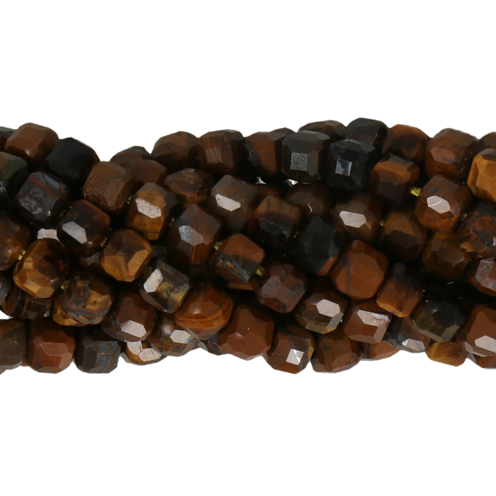 brown tiger's eye faceted cube 4mm | 15/16-inch strand