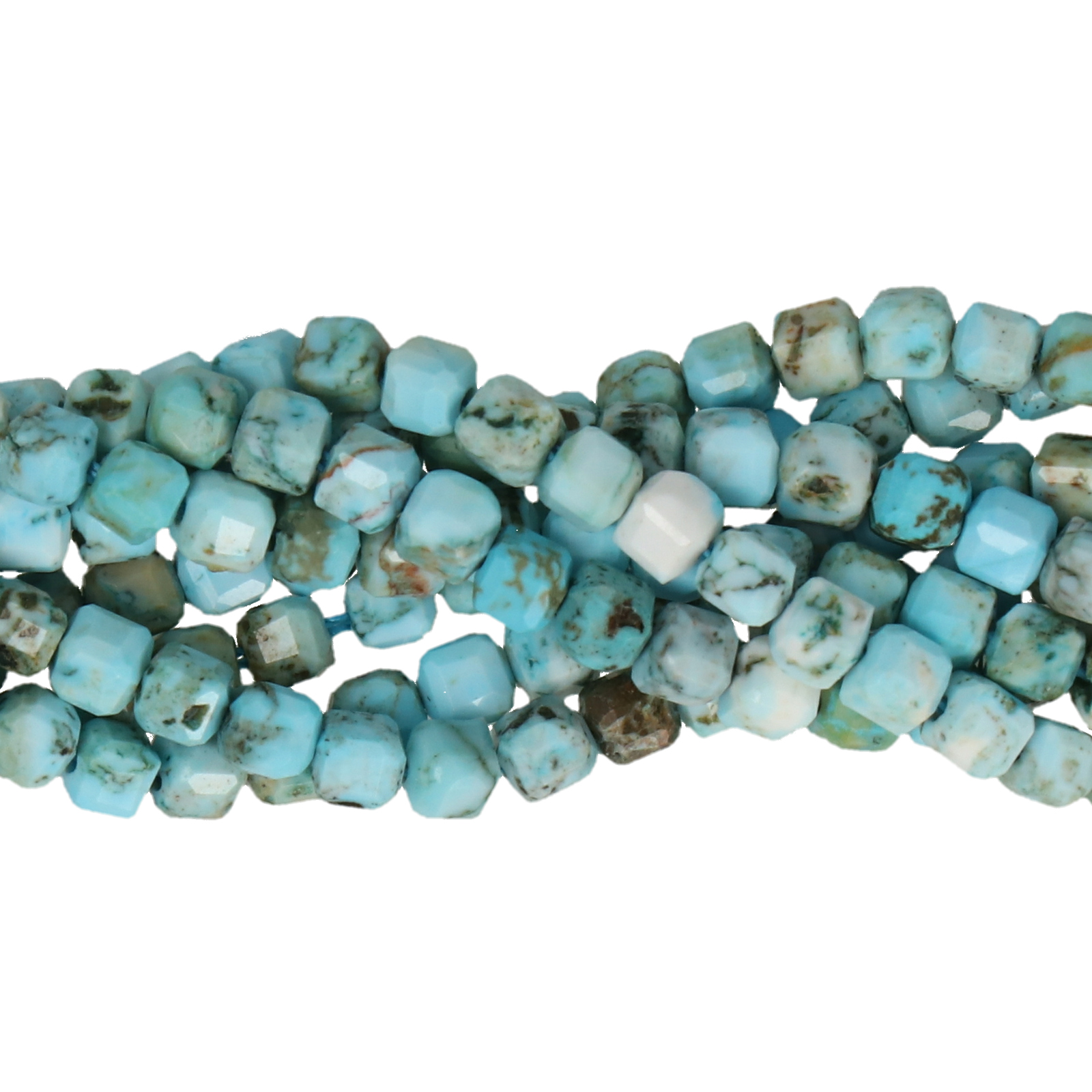 multicolor turquoise howlite faceted cube 4mm | 20pc