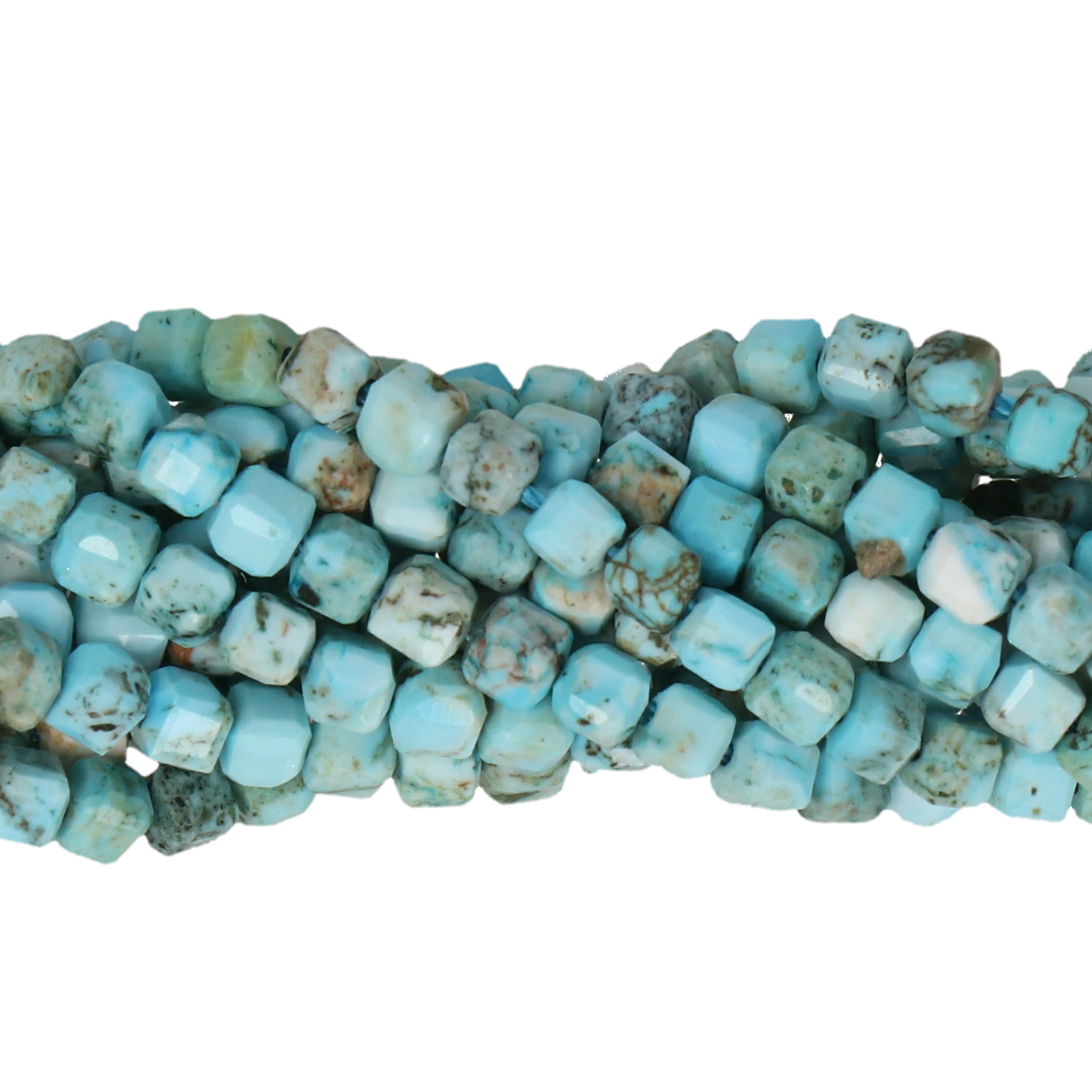 multifarben türkis howlite facettierte würfel 4mm | strang 38/40cm