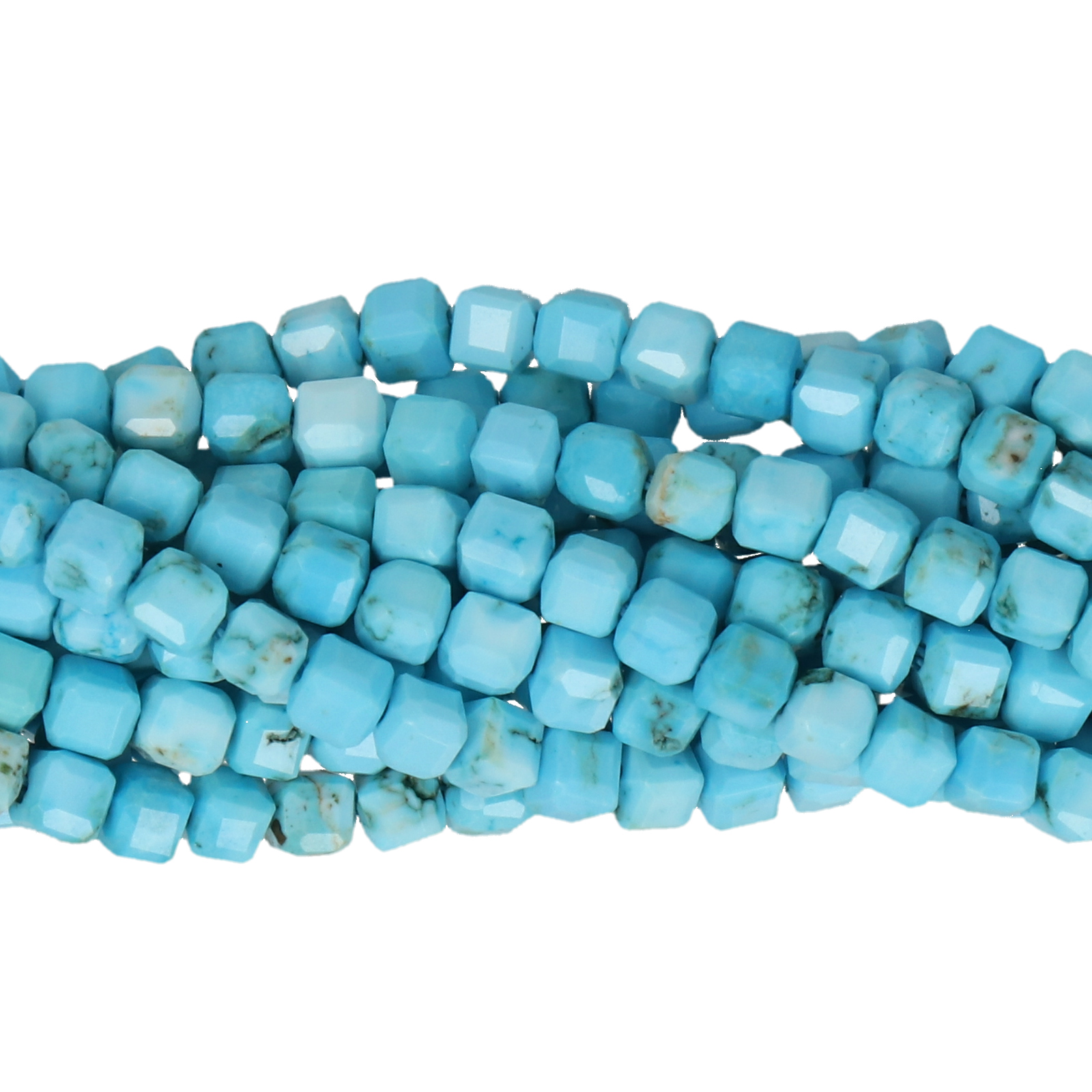 türkis howlite facettierte würfel 4mm | strang 38/40cm