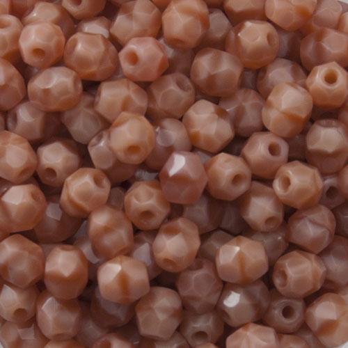 czech fire-polished round beads opaque coral rose peach 4mm | 50pc