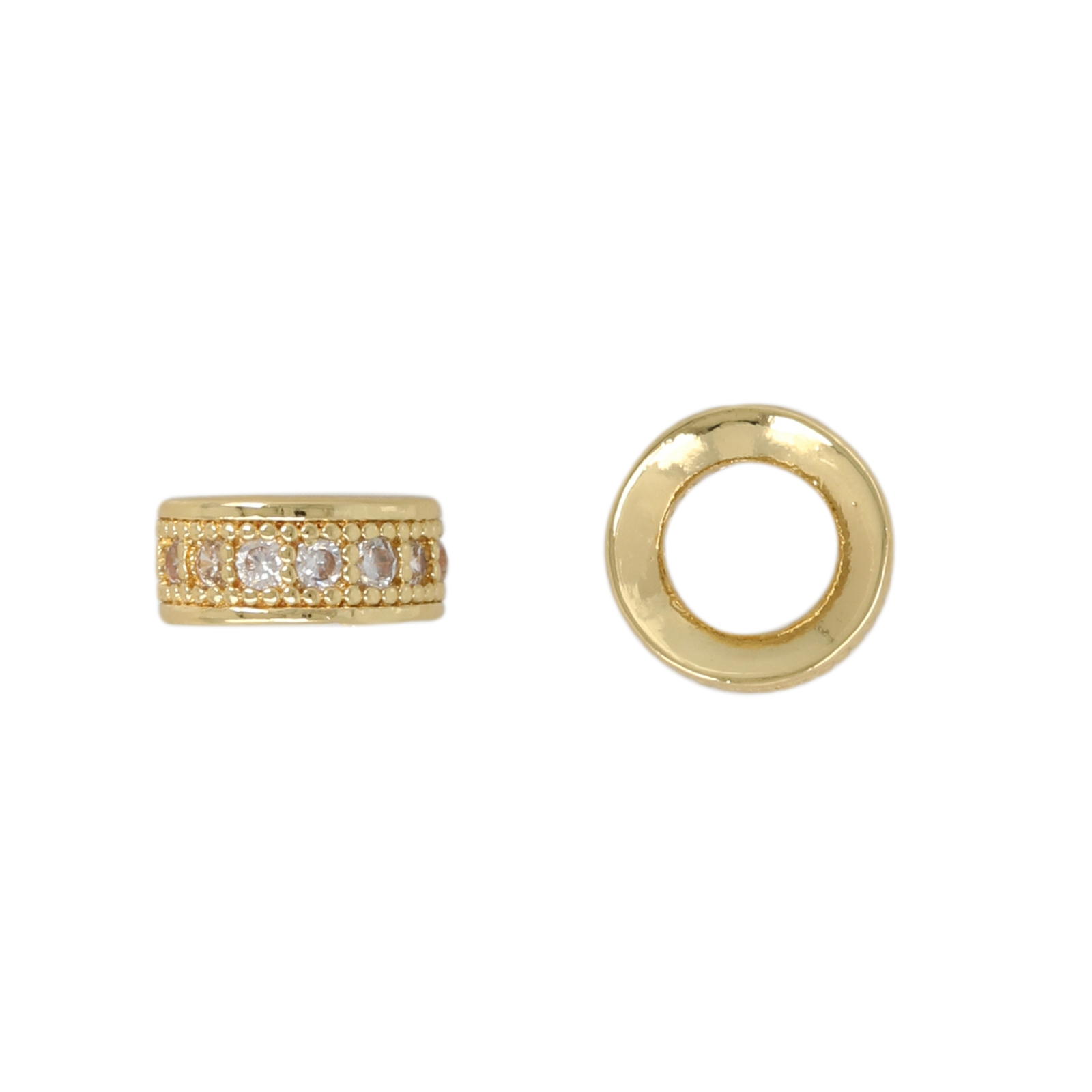 Metal CZ Beads Gold Plated Roundelle 8x3mm | 1pc