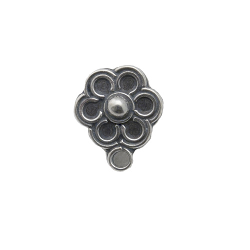antique sterling silver flower post earring 10mm | 2pc
