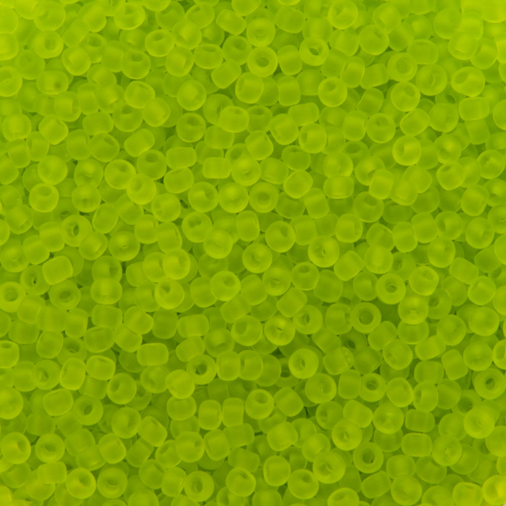 saatperlen toho 11/0 transparent frosted lime green (4f) | 10gr