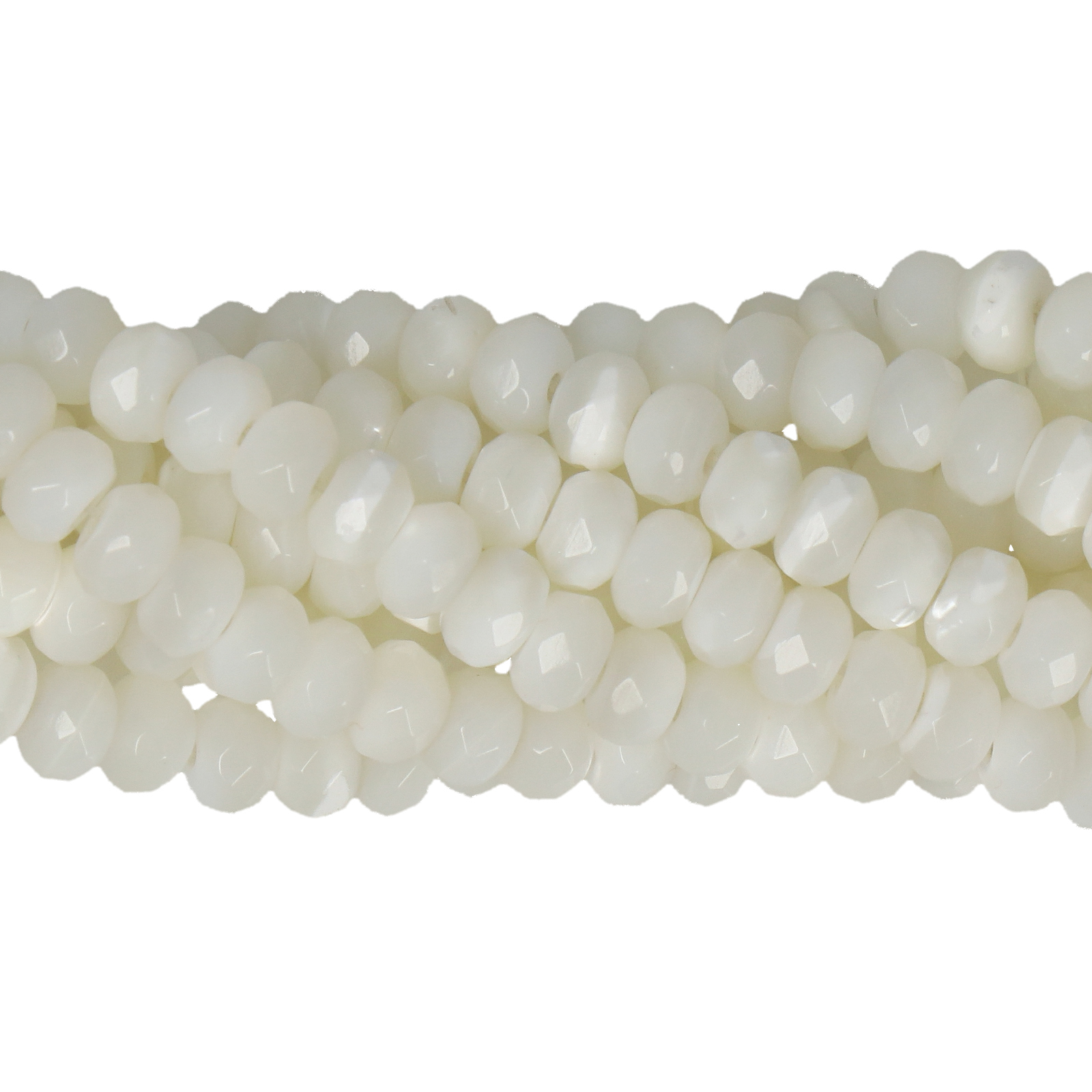 White Natural Mother of Pearl Faceted Roudelle 6x4mm | 15pc