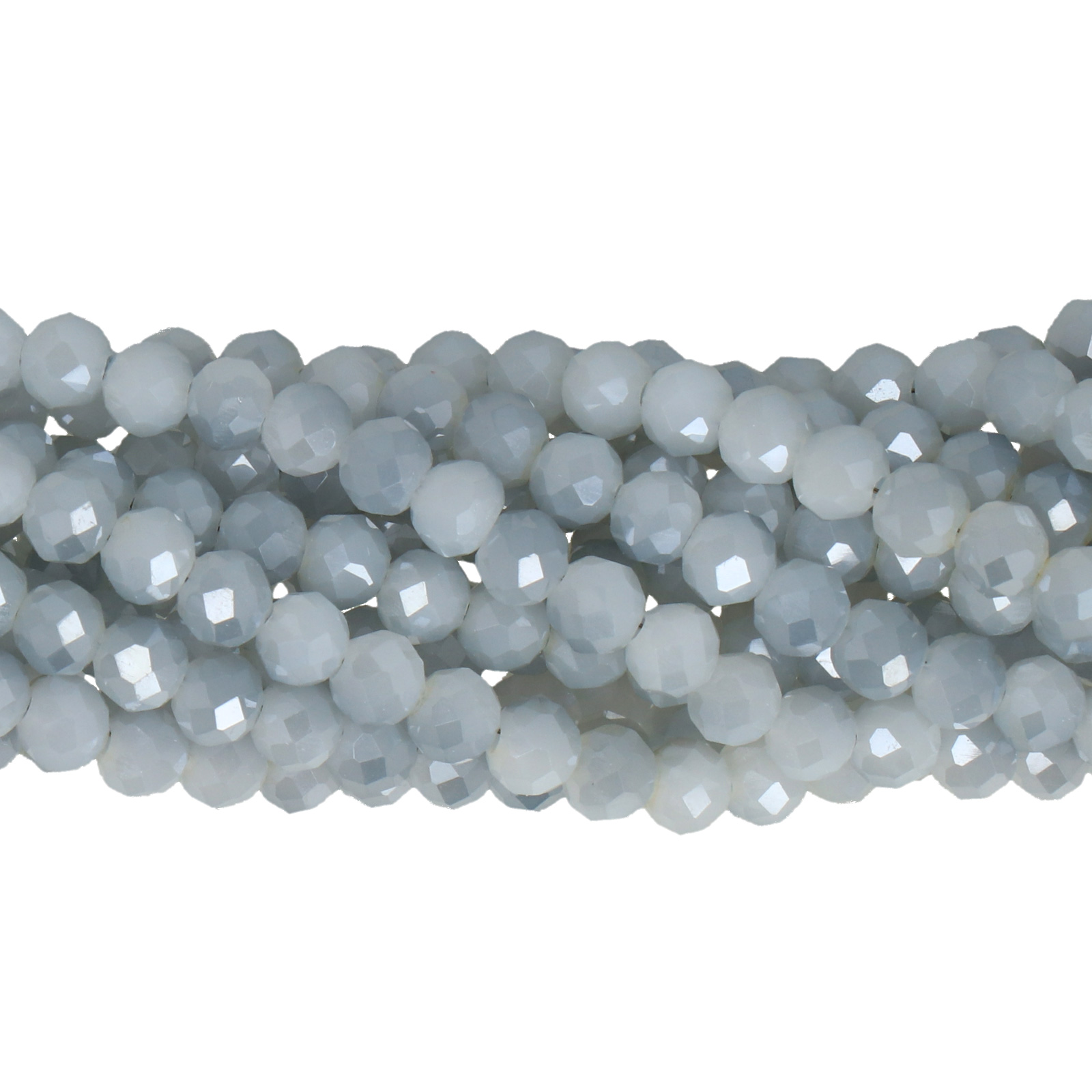 Opaque Light Grey Luster Chinese Crystal Faceted Roundelle 4x3mm | strand 100pc aprox