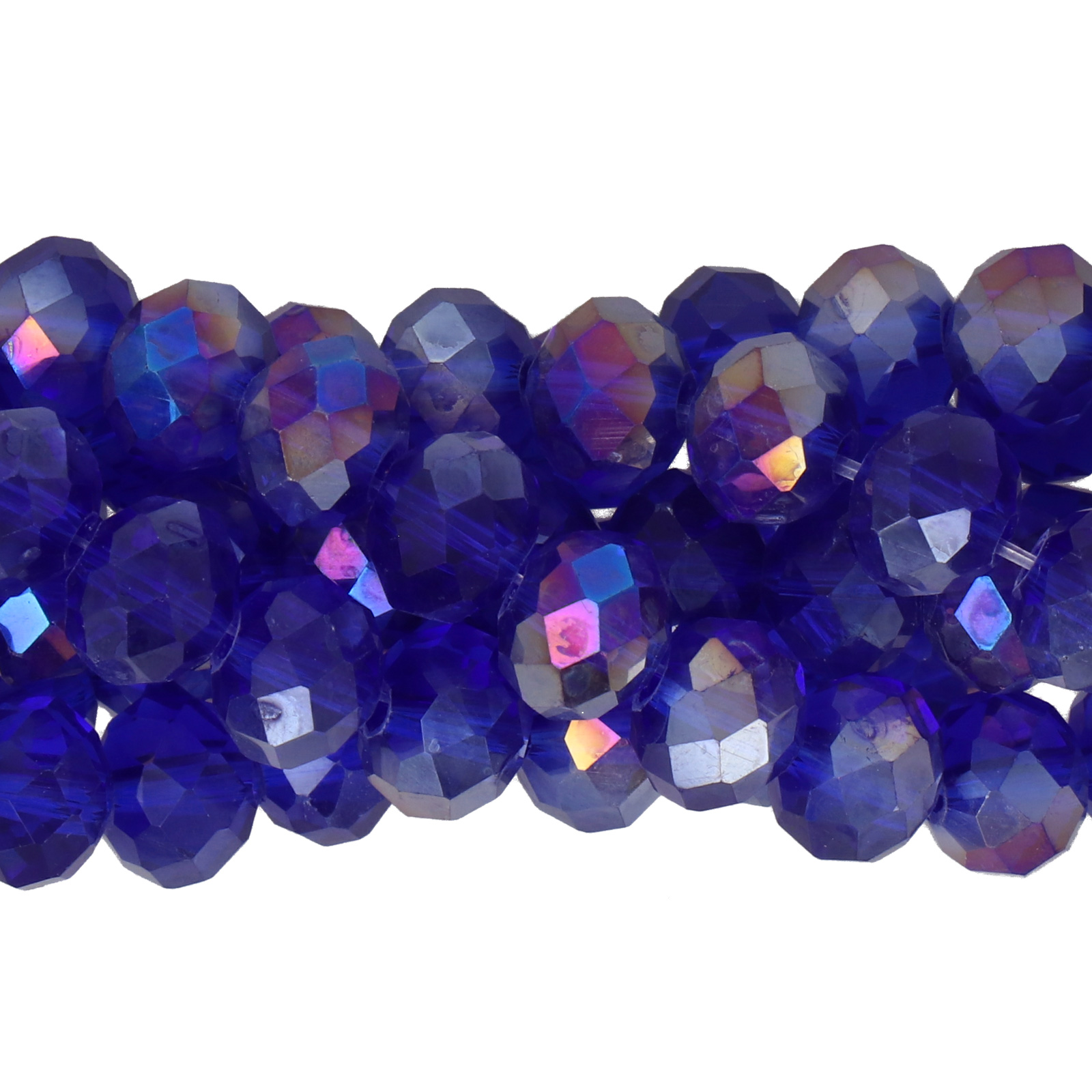 Chinese Glasperlen Facettiertes Rondelle Cobalt Blue AB 8x6mm | strang 60st ca