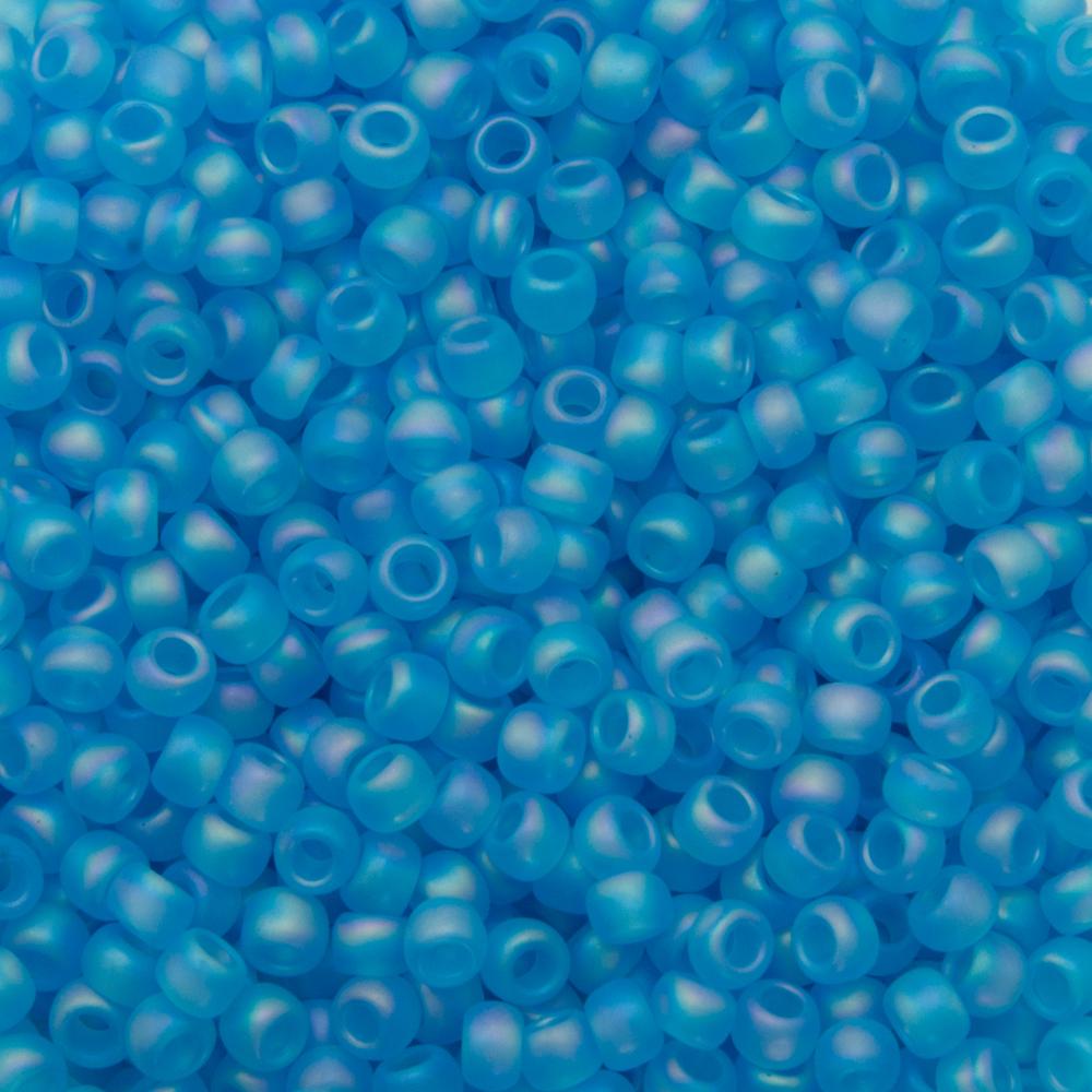 rocaille toho seed beads 8/0 transparent rainbow frosted dark aquamarine (163bf) | 10gr