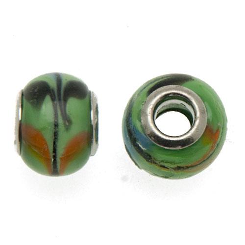 glasperlen apple green and mix plumes großlochperle 14x10mm | 2st