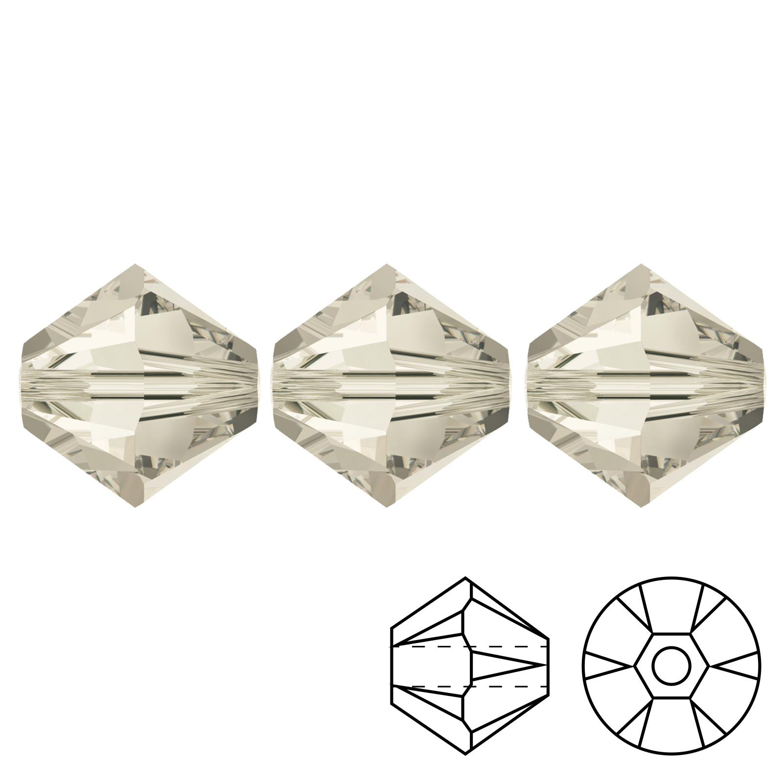 bicone (5328) crystal silver shade 4mm | 48pc