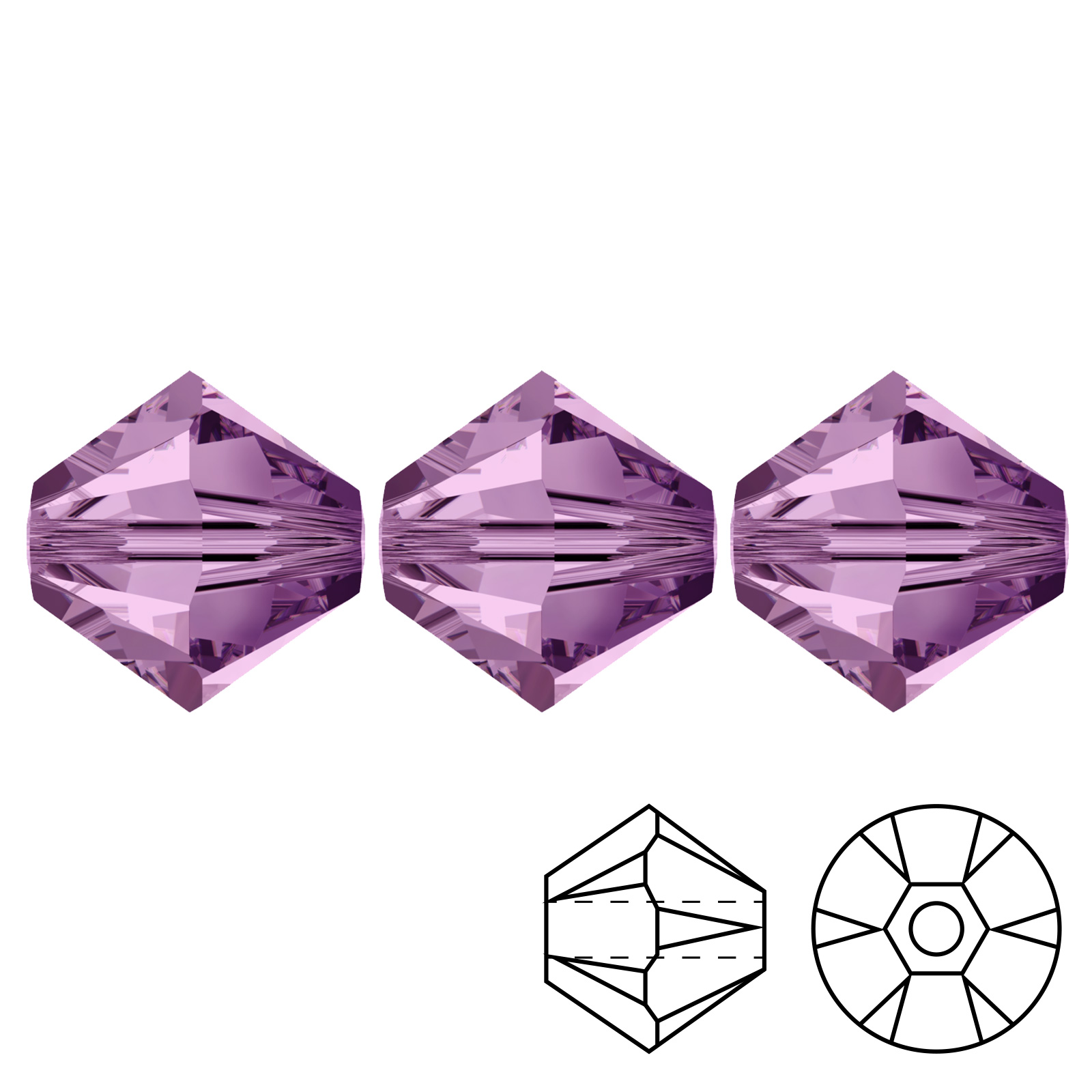 bicone (5328) light amethyst 4mm | 48pc