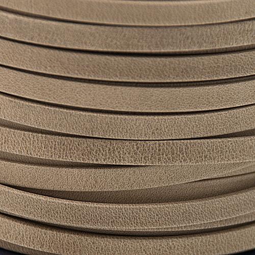 matte beige flat leather cord 5mm | 20cm