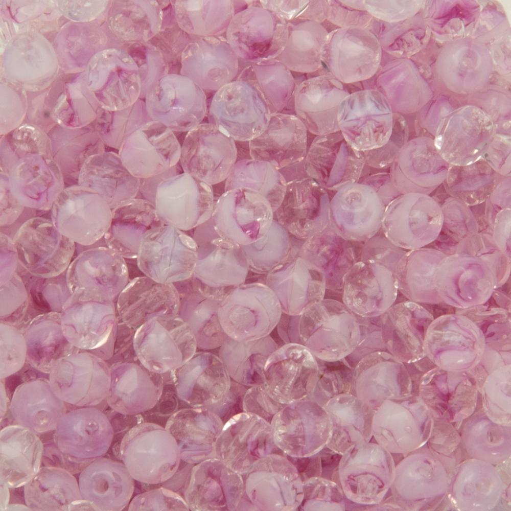 böhmische glasschliffperlen milky crystal/pink 4mm | 50st