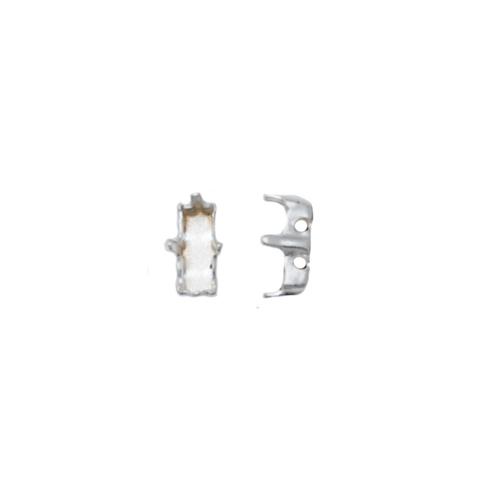 silver plated sew-on setting for baguette fancy stone (4501) 7x3mm | 12pc