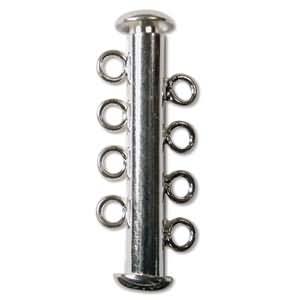 silver plated 4 strand tube clasp 25mm | 1pc