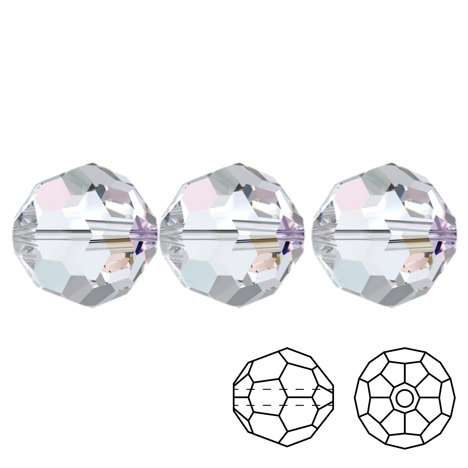 faceted round (5000) crystal ab 4mm | 12pc