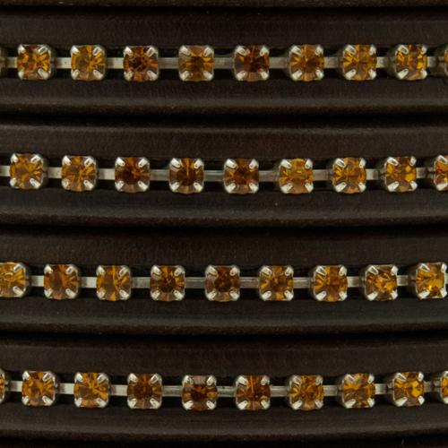 regaliz leather - brown with topaz strass 10x6mm | 20cm
