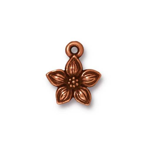 antique copper plated star jasmine charm 12mm | 1pc