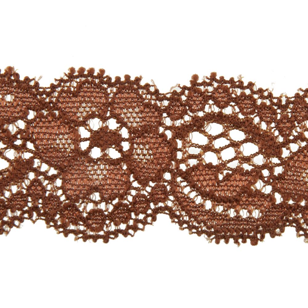 elastic ribbon lace - brown 30mm | 1mt
