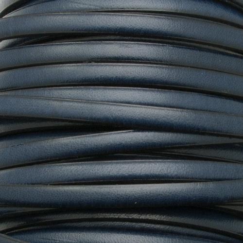blue flat leather cord 5mm | 20cm