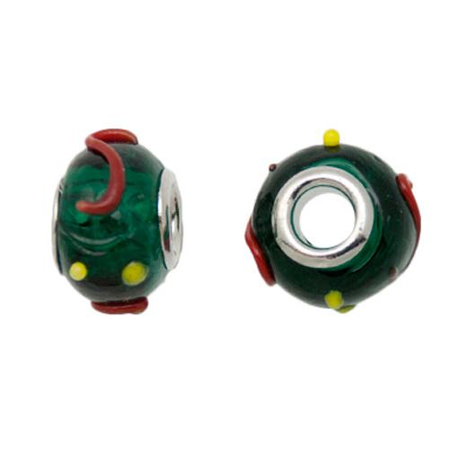 emerald swirl large hole beads 14x10mm | 2pc