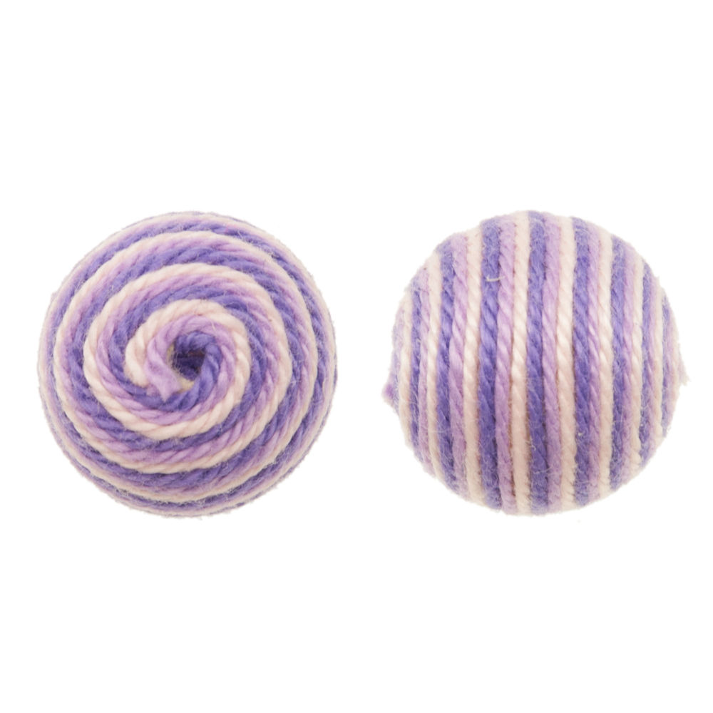 wood beads cotton coated - purple swirl - round 16mm | 4pc