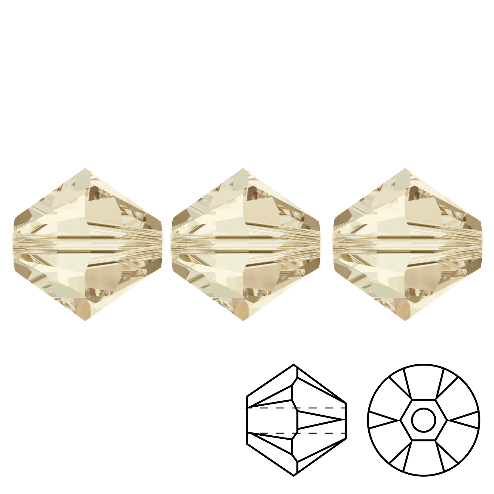 kristall doppelkegel (5328) light silk 3mm | 48st