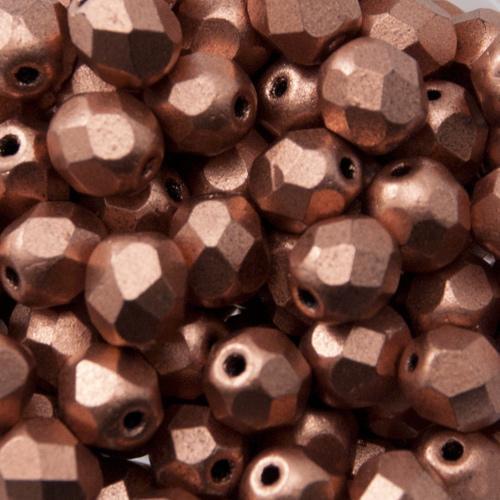 böhmische glasschliffperlen matte metallic copper 4mm | 50st