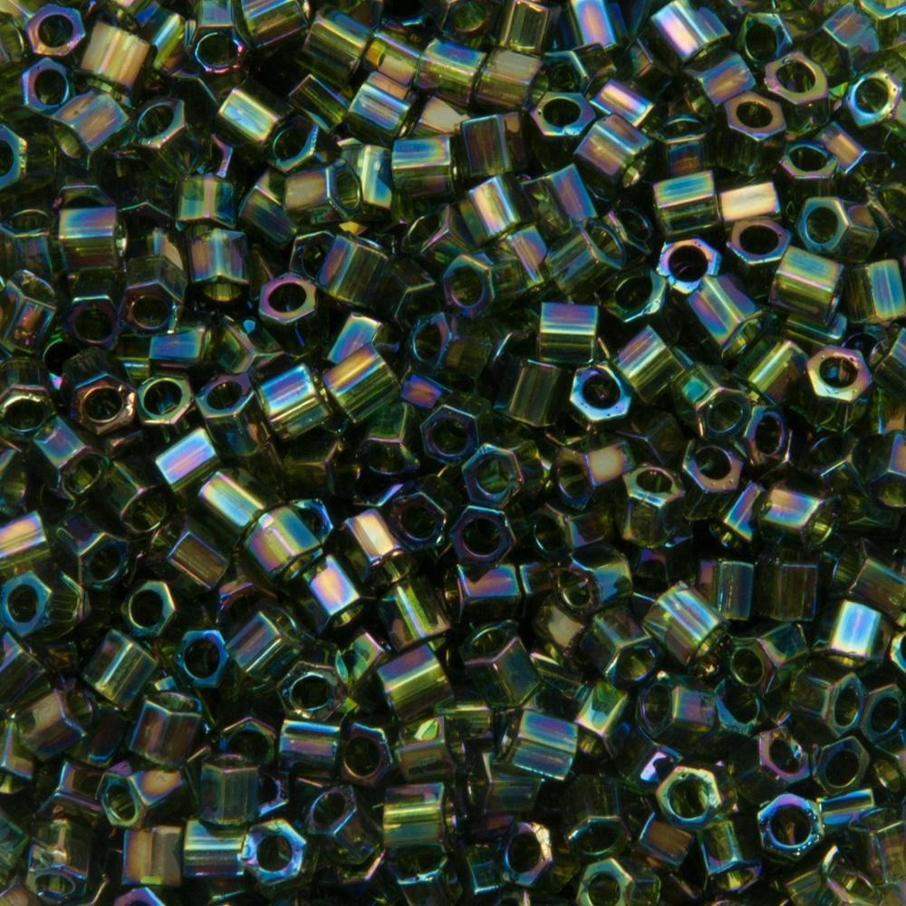 hexagon toho seed beads 8/0 transparent rainbow olivine (180) | 10gr