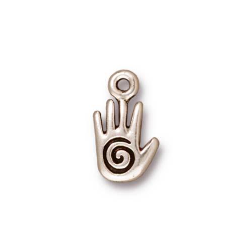 antique silver plated spiral hand 10x8mm | 1pc