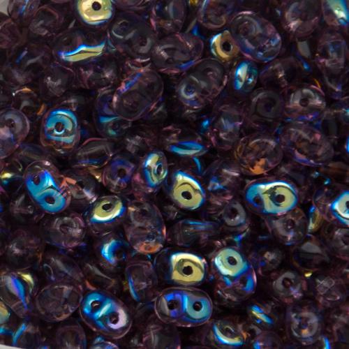 superduo seed beads 5x2,5mm - amethyst ab | 10gr