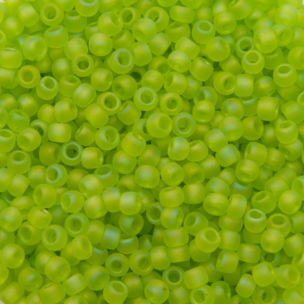 saatperlen toho 8/0 transparent rainbow frosted lime green (164f) | 10gr