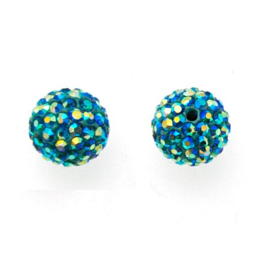 pave' beads - blue zircon ab round 10mm | 1pc