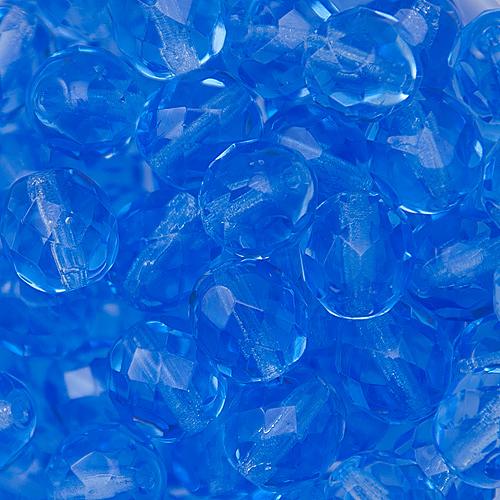 czech fire-polished round beads medium sapphire 8mm | 25pc