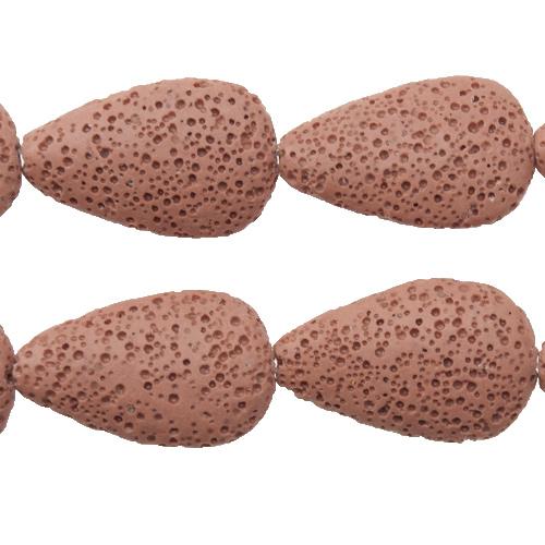 rose lava stone pear 33x20mm | 15/16-inch strand