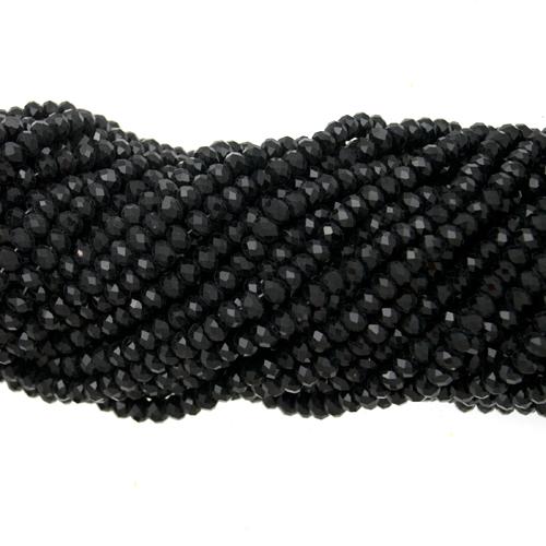 jet chinese crystal faceted roundelle 6x4mm | 1 strand